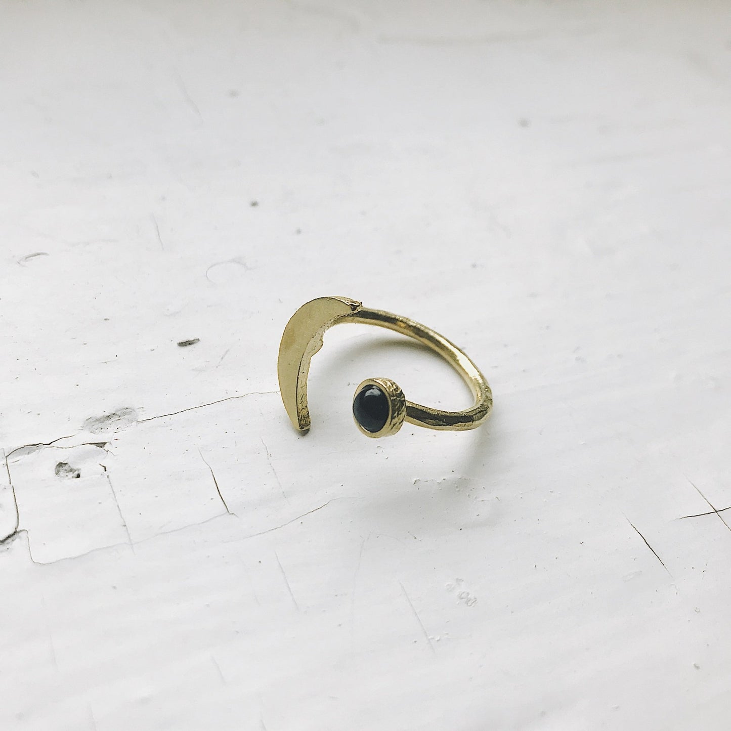 CLEARANCE Crescent Moon Ring with Black Onyx - cheap.usa